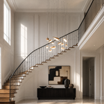 Modern Pendant Light Deep Gold Glass 12-Light for Living Room
