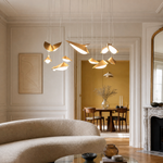Modern Pendant Light Deep Gold Glass 12-Light for Living Room