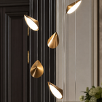 Modern Pendant Light Deep Gold Metal and Acrylic 9-Light for Staircase