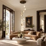 Modern Pendant Light Deep Gold Metal and Acrylic 9-Light for Staircase