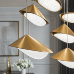 Modern Pendant Light Deep Gold Slanted Metal Cone for Dining Room