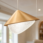 Modern Pendant Light Deep Gold Slanted Metal Cone for Dining Room