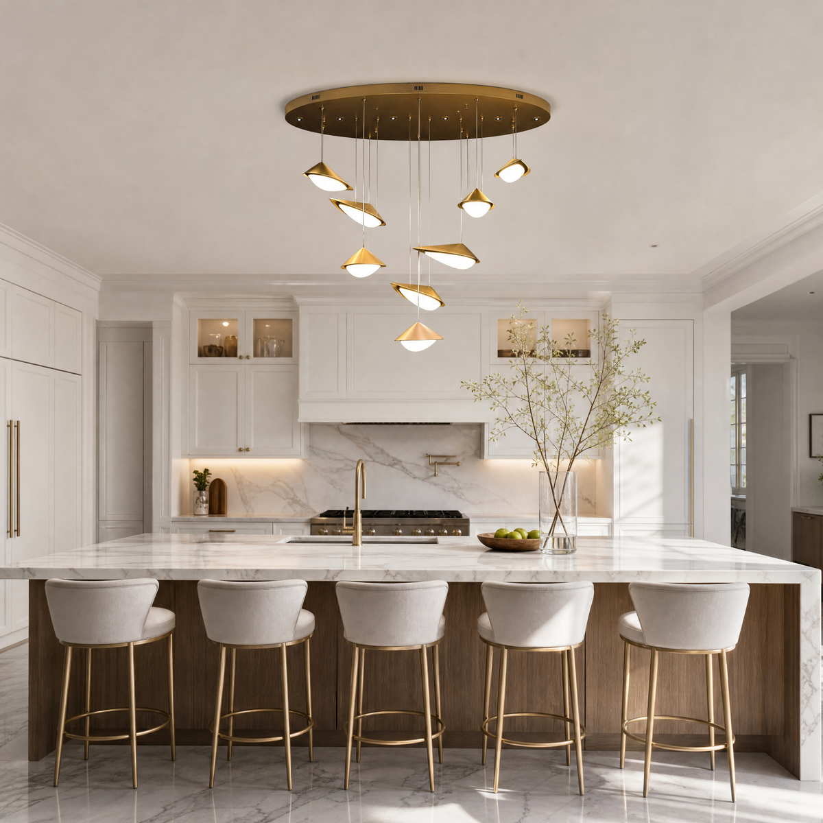 Modern Pendant Light Deep Gold Slanted Metal Cone for Dining Room