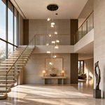 Modern Pendant Light Light Gold Metal K5 Crystal 13-Light for Staircase Foyer
