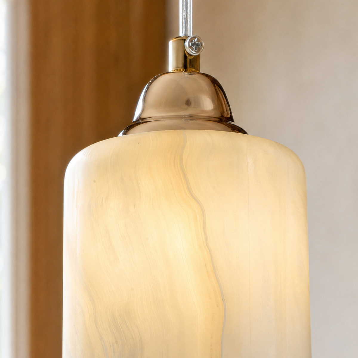 Modern Pendant Light Natural Stone Metal Ø3.5" for Kitchen Dining Room