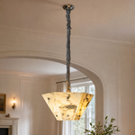 Modern Pendant Light Natural Stone Metal Panels Ø15.7" for Kitchen Dining Room