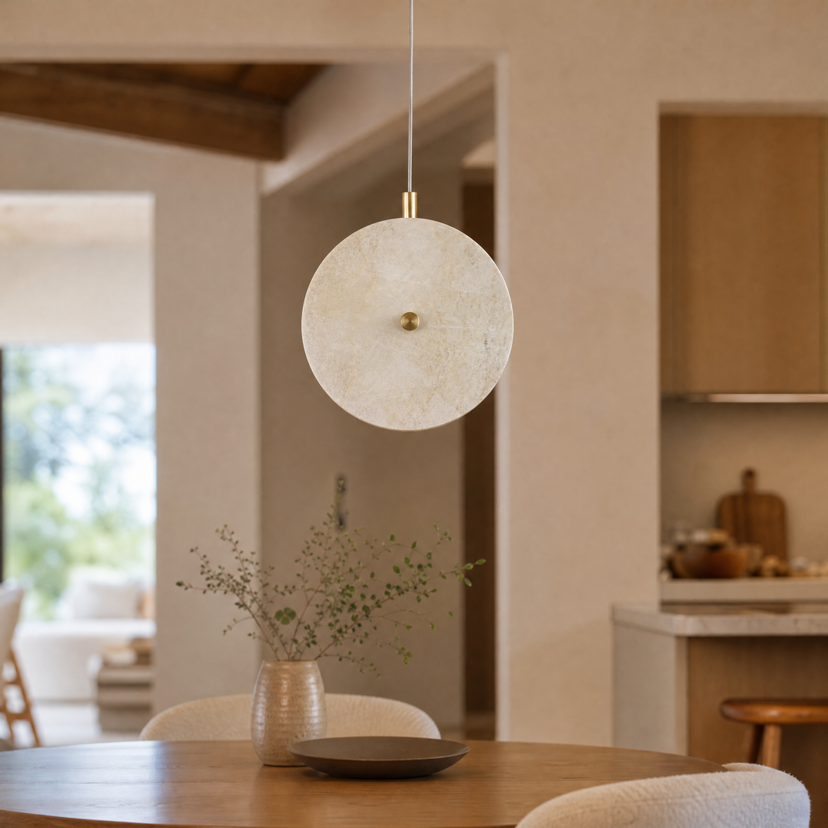 Modern Pendant Light Natural Stone Metal for Kitchen Dining Room