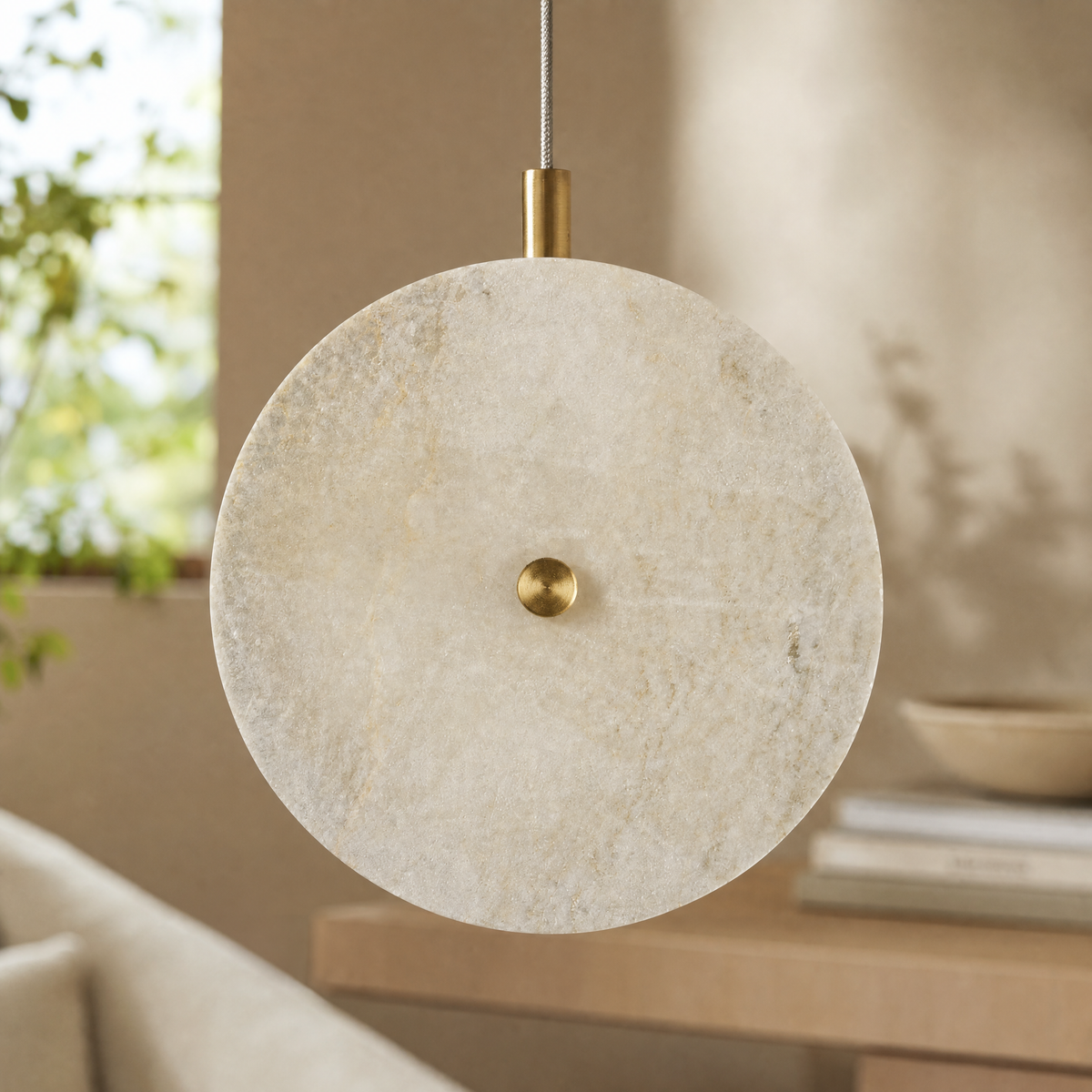 Modern Pendant Light Natural Stone Metal for Kitchen Dining Room