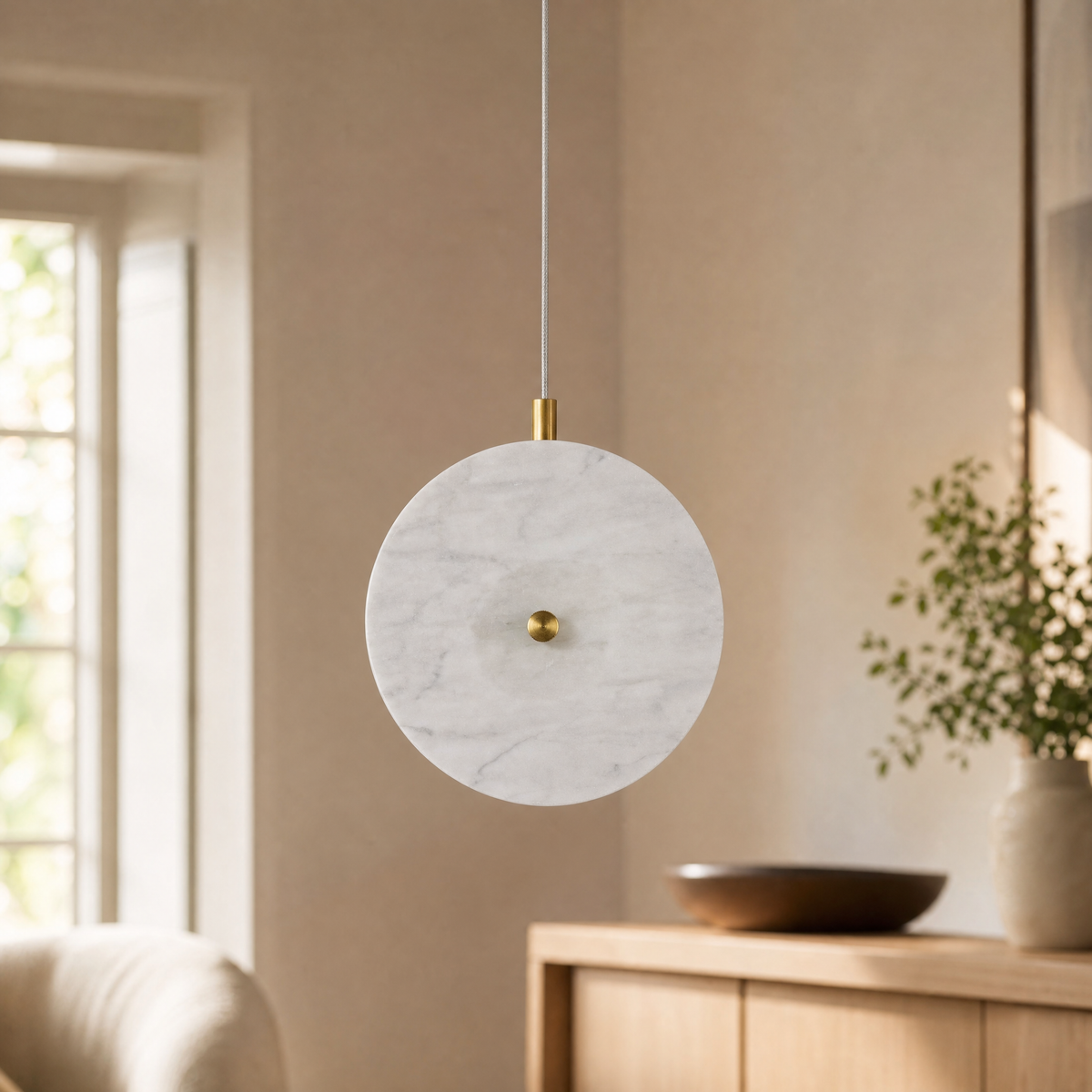 Modern Pendant Light Natural Stone Metal for Kitchen Dining Room