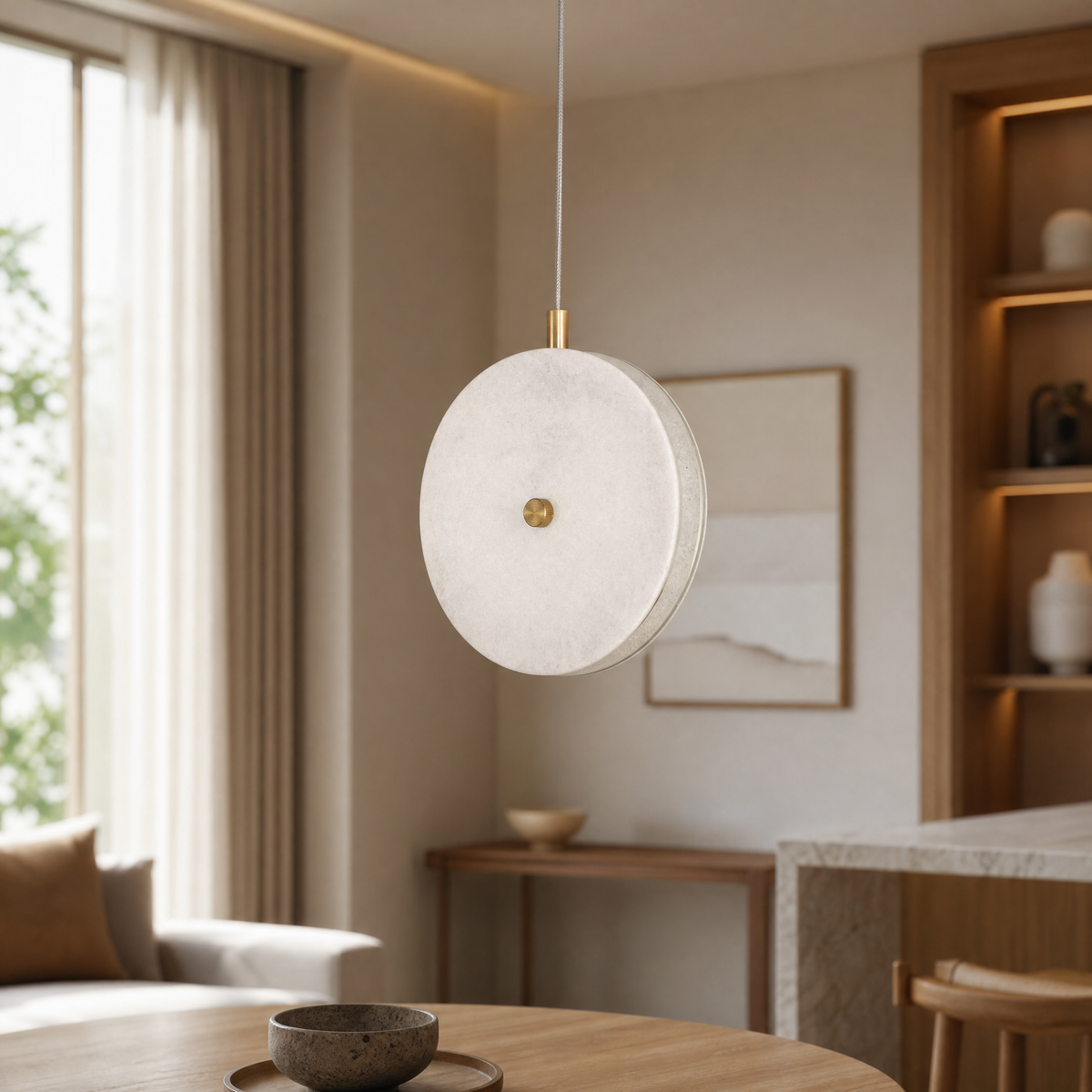 Modern Pendant Light Natural Stone Metal for Kitchen Dining Room