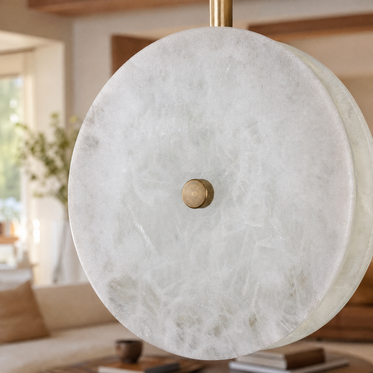 Modern Pendant Light Natural Stone Metal for Kitchen Dining Room
