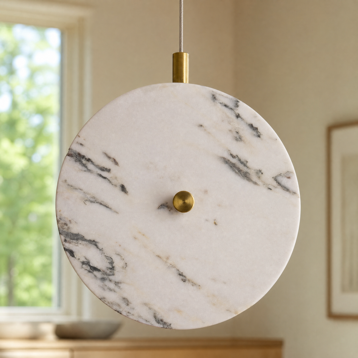 Modern Pendant Light Natural Stone Metal for Kitchen Dining Room