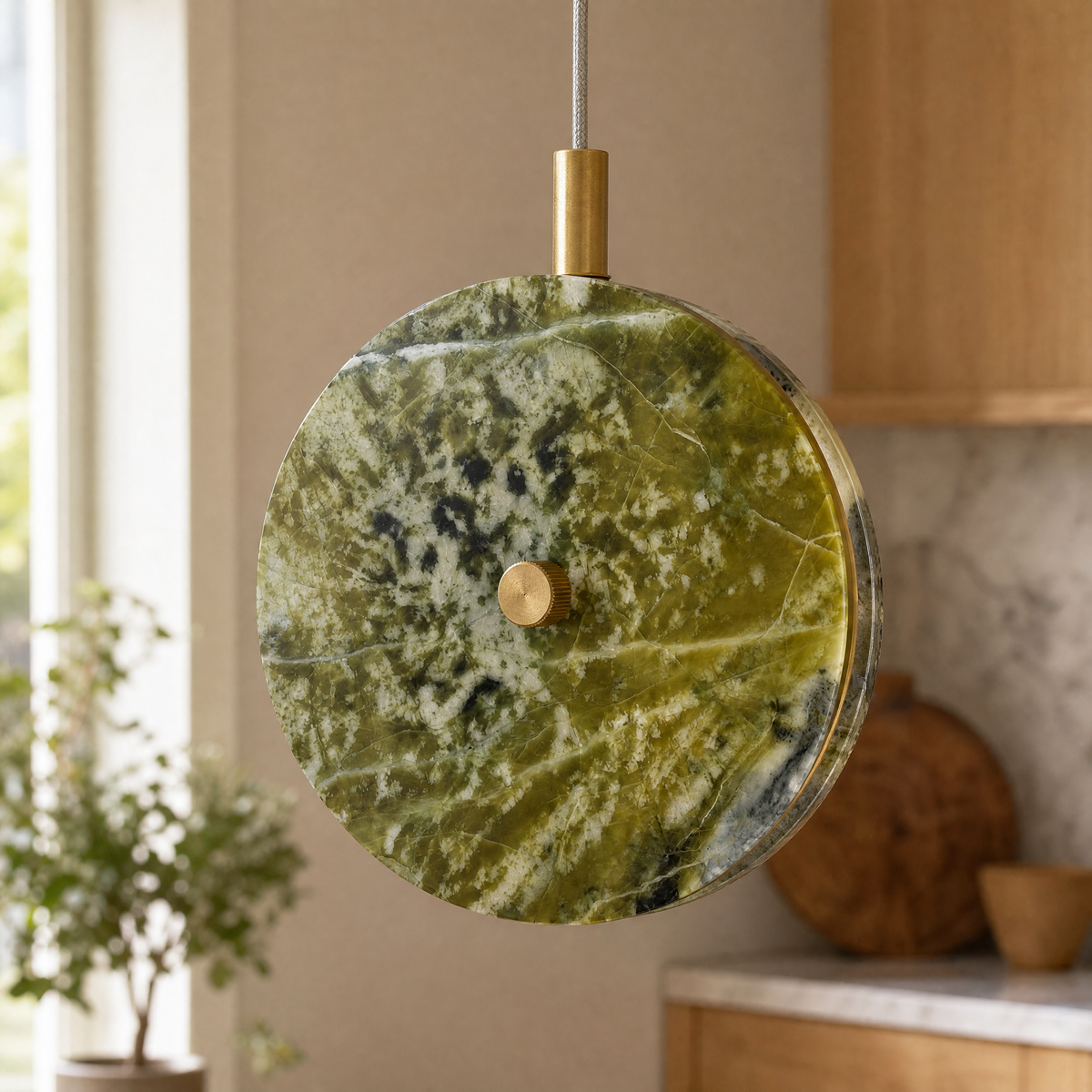 Modern Pendant Light Natural Stone Metal for Kitchen Dining Room