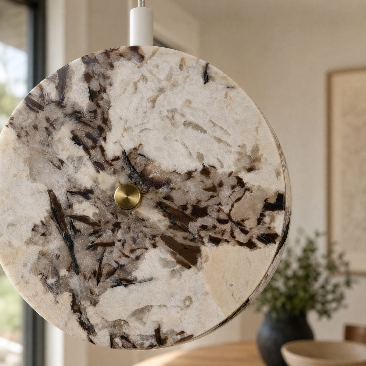 Modern Pendant Light Natural Stone Metal for Kitchen Dining Room