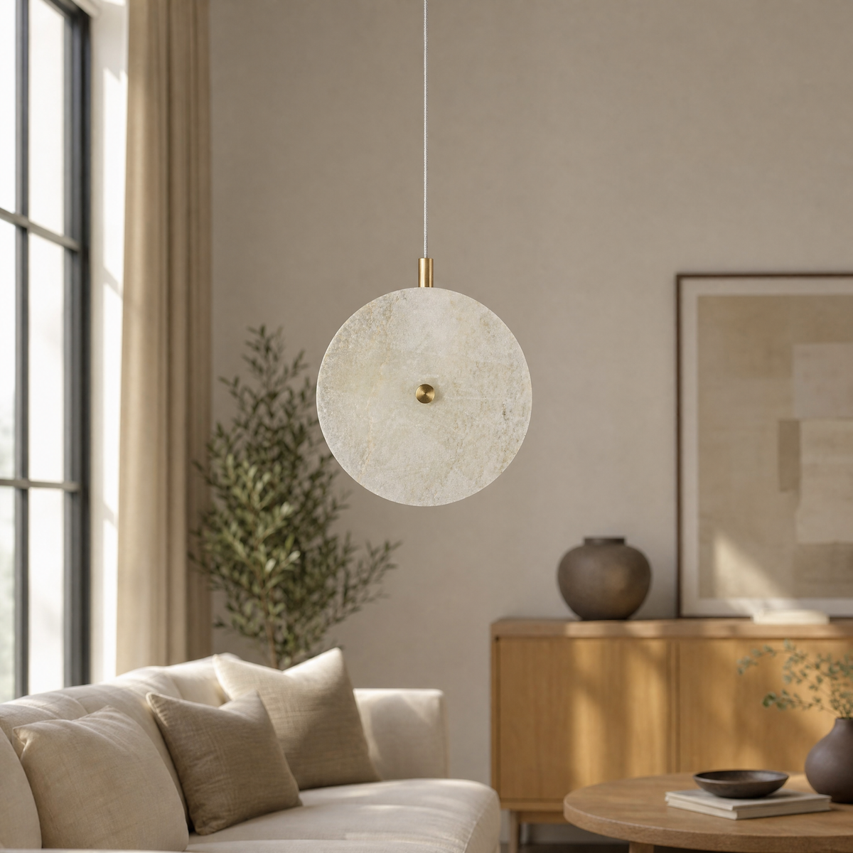 Modern Pendant Light Natural Stone Metal for Kitchen Dining Room
