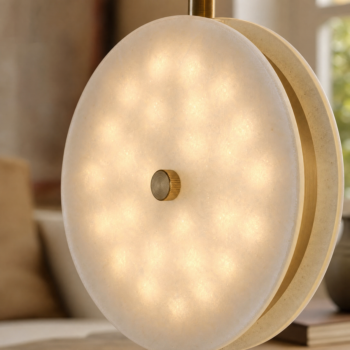 Modern Pendant Light Natural Stone Metal for Kitchen Dining Room