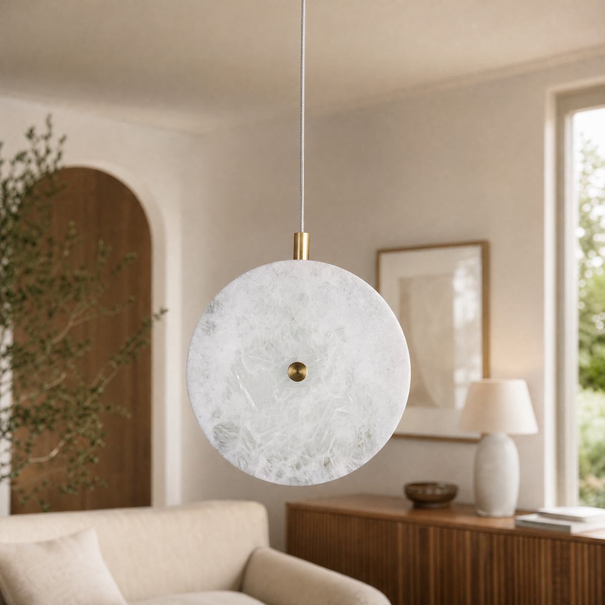 Modern Pendant Light Natural Stone Metal for Kitchen Dining Room