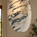 Modern Pendant Light Organic Modern Chrome Natural Stone H9.8" for Bedroom