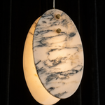 Modern Pendant Light Organic Modern Chrome Stone-Look H9.8" for Bedroom