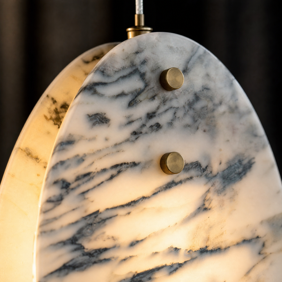 Modern Pendant Light Organic Modern Chrome Stone-Look H9.8" for Bedroom