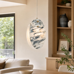 Modern Pendant Light Organic Modern Chrome Stone-Look H9.8" for Bedroom