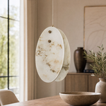 Modern Pendant Light Organic Modern Chrome Stone-Look H9.8" for Bedroom