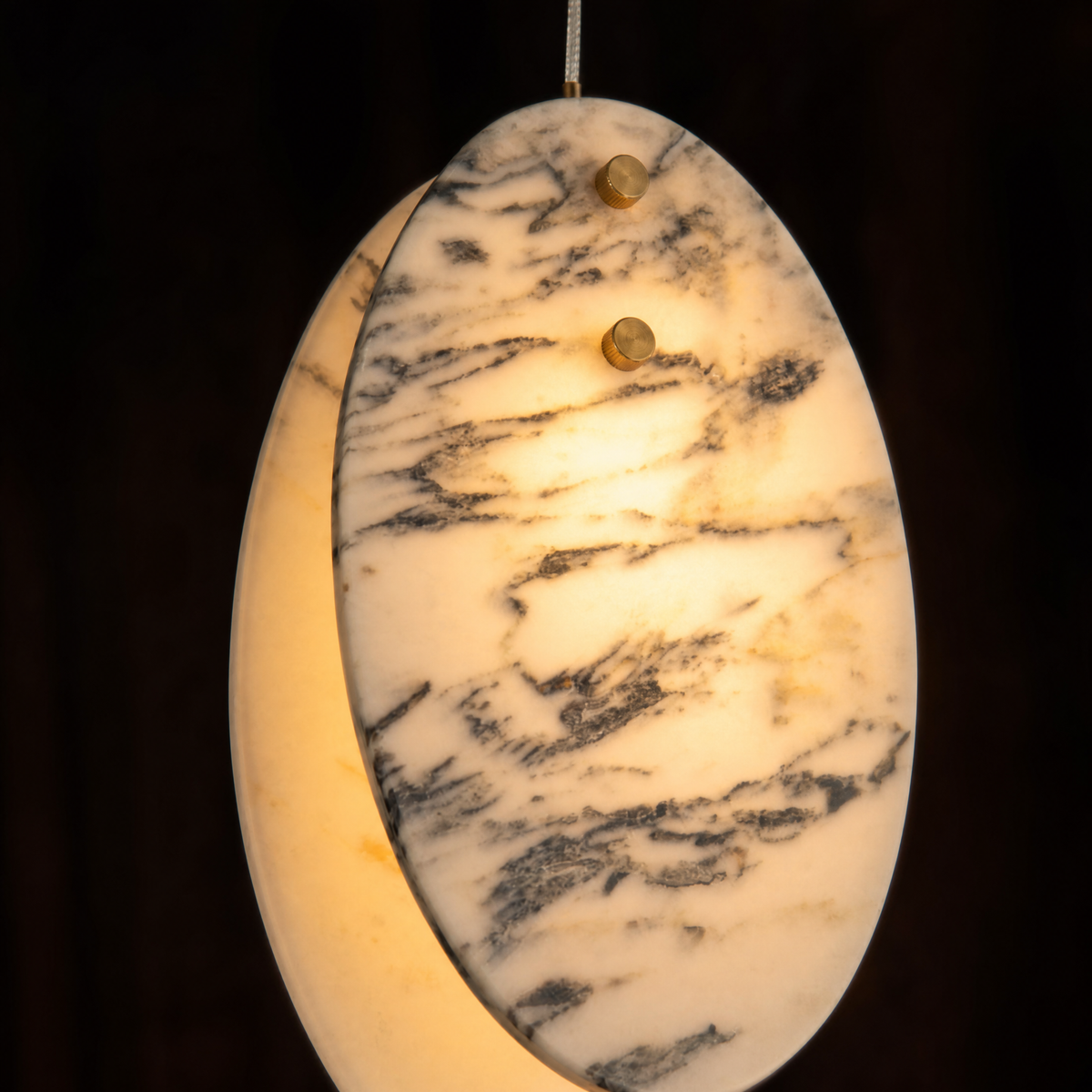 Modern Pendant Light Organic Modern Chrome Stone-Look H9.8" for Bedroom