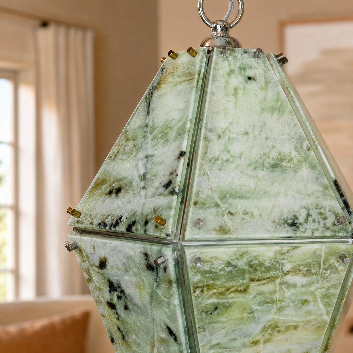 Modern Pendant Light Organic Modern Natural Stone Metal for Kitchen Dining Room