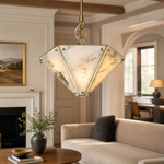 Modern Pendant Light Organic Modern Stone-Look Metal W15.7" for Kitchen