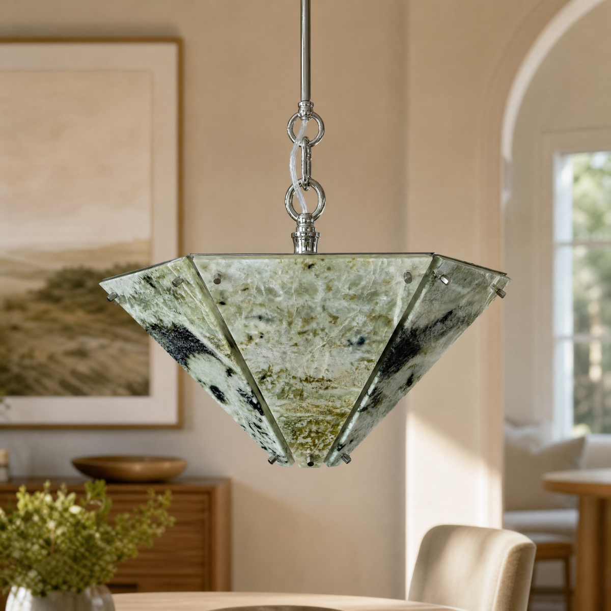 Modern Pendant Light Organic Modern Stone-Look Metal W15.7" for Kitchen