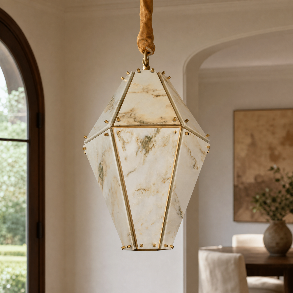 Modern Pendant Light Organic Modern Stone-Look Metal for Kitchen Dining Room
