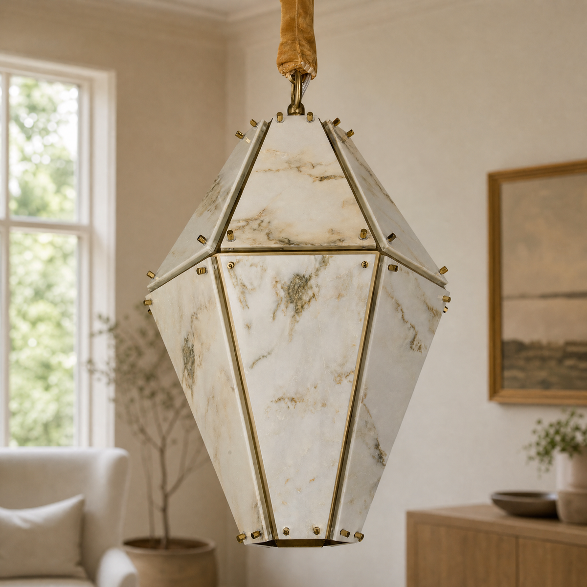 Modern Pendant Light Organic Modern Stone-Look Metal for Kitchen Dining Room