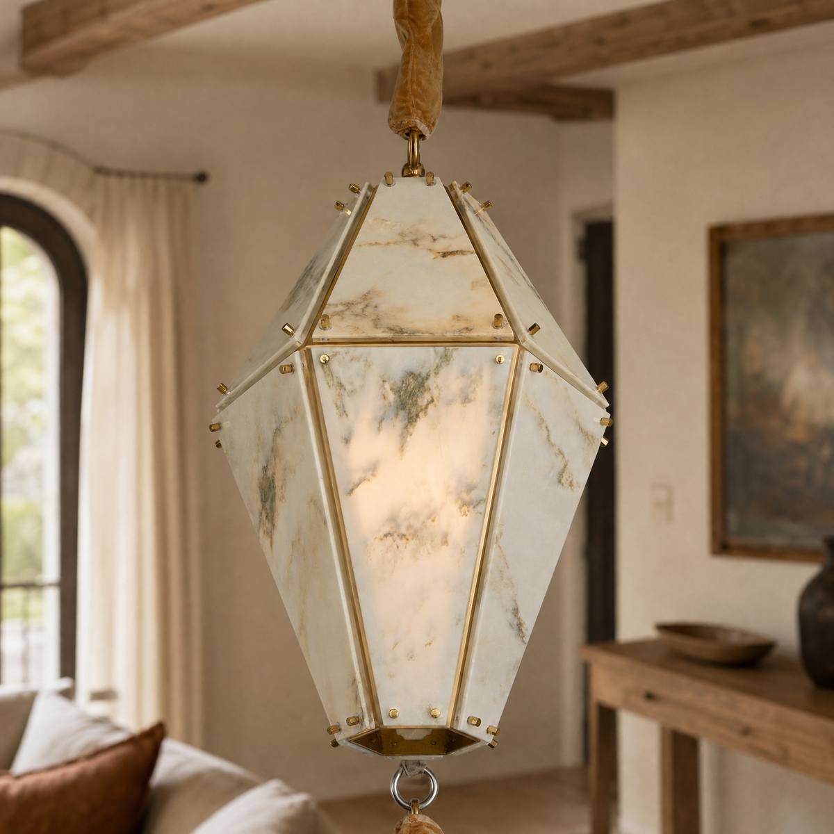 Modern Pendant Light Organic Modern Stone-Look Metal for Kitchen Dining Room
