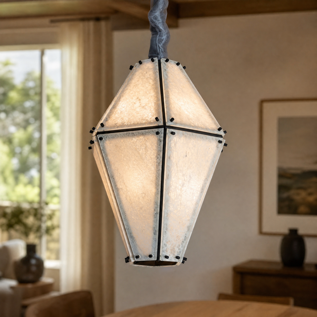 Modern Pendant Light Organic Modern Stone-Look Metal for Kitchen Dining Room