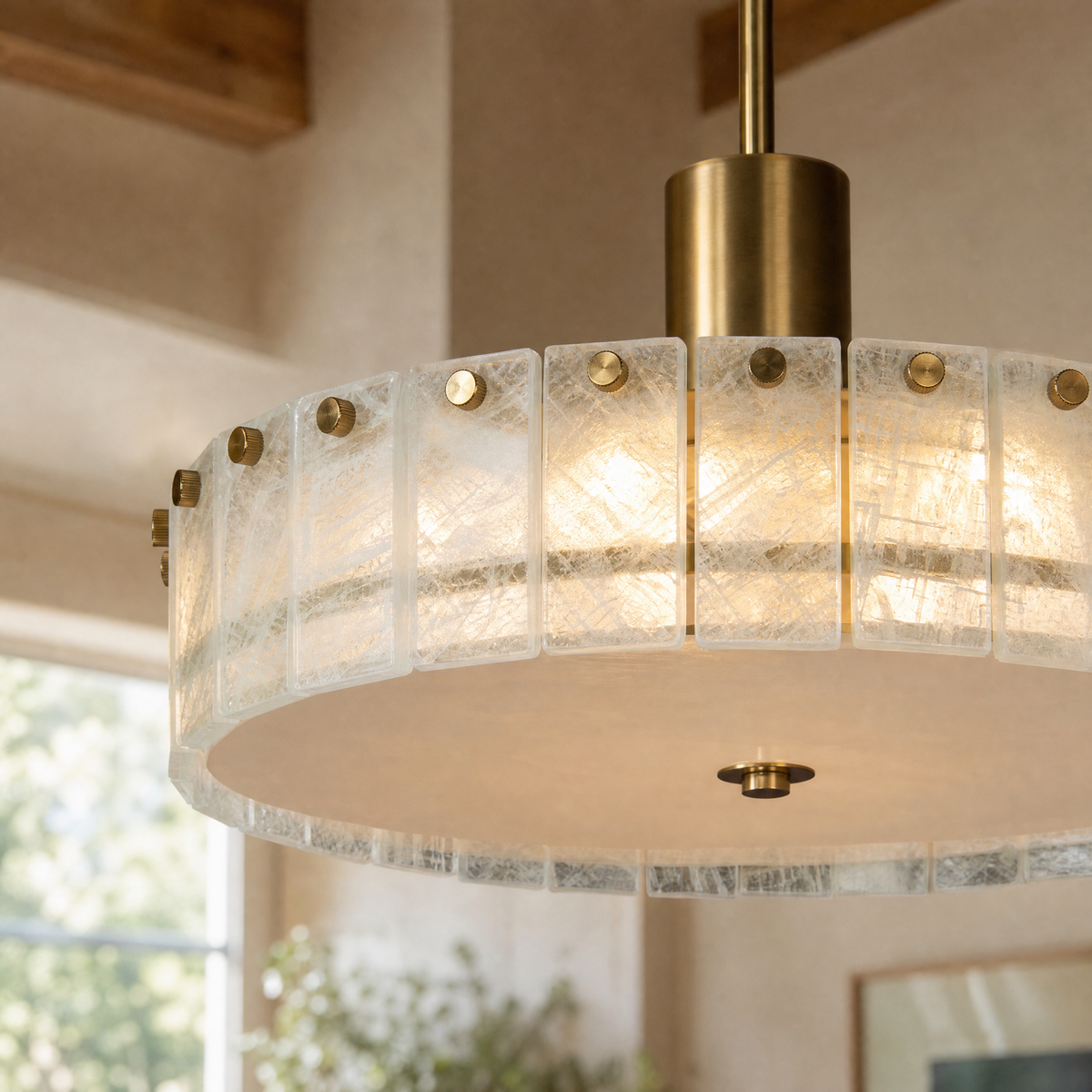 Modern Pendant Light Stone-Look Metal Ø14.2" for Kitchen Dining Room