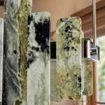 Modern Pendant Light Natural Stone Metal Chrome L27.6" for Kitchen Dining Room