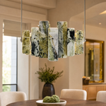 Modern Pendant Light Stone-Look Metal Chrome L27.6" for Kitchen Dining Room