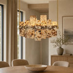 Modern Pendant Light Stone-Look Metal Chrome L27.6" for Kitchen Dining Room