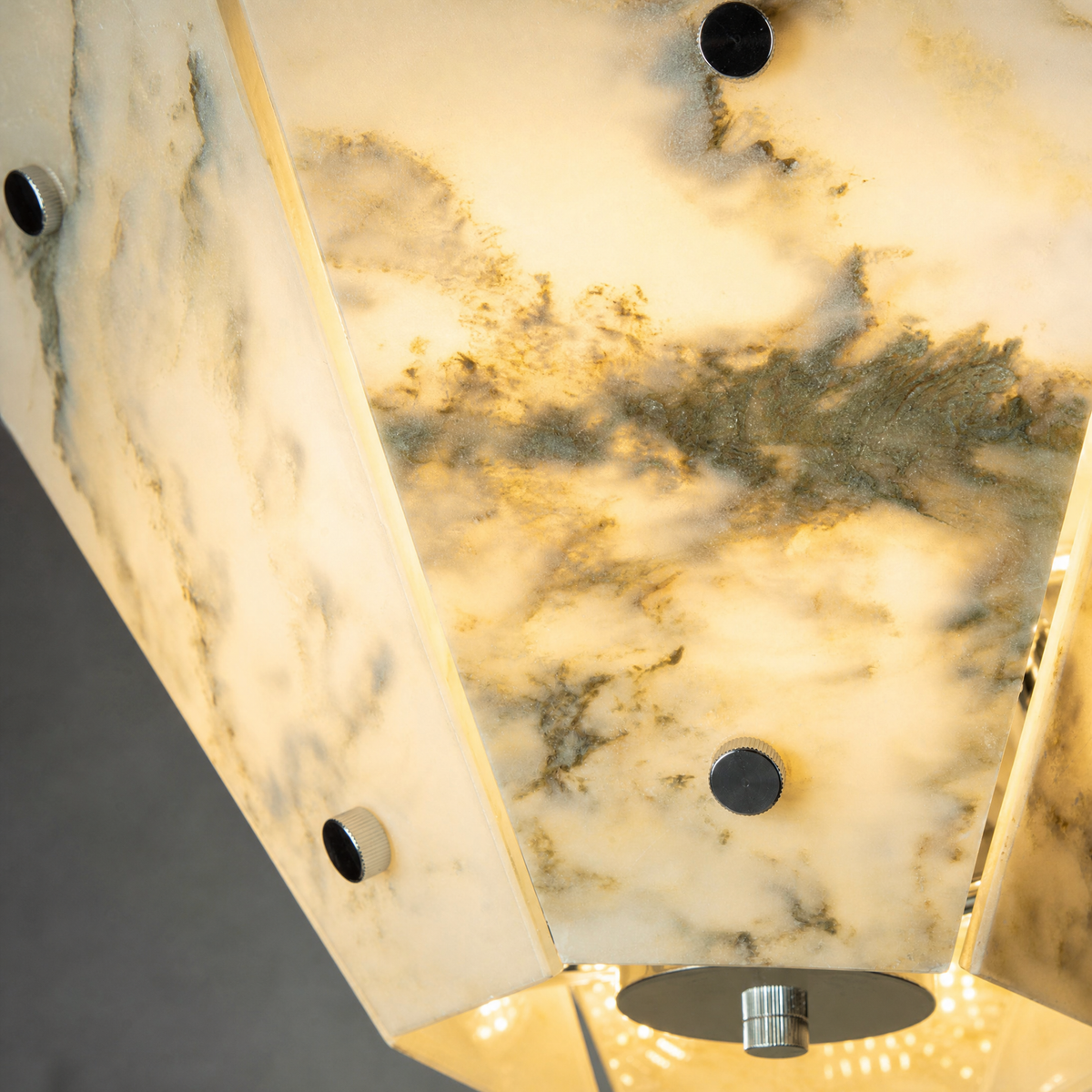 Modern Pendant Light Stone-Look Metal Panels Ø15.7" for Kitchen Dining Room