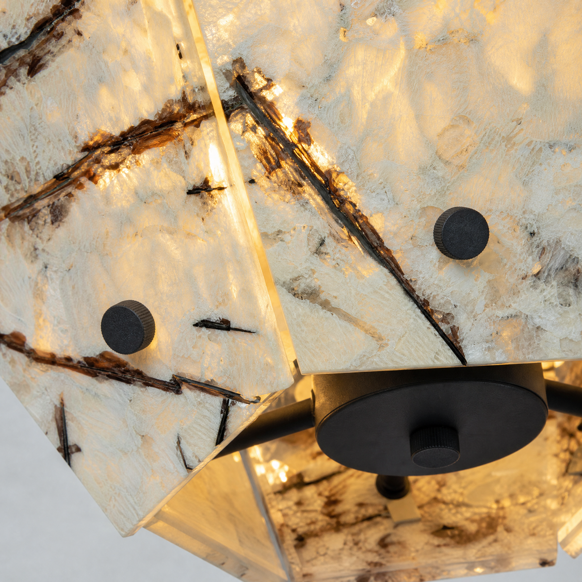 Modern Pendant Light Stone-Look Metal Panels Ø15.7" for Kitchen Dining Room