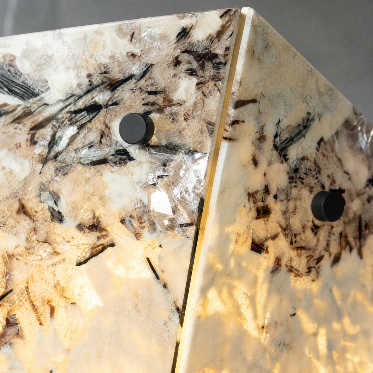 Modern Pendant Light Stone-Look Metal Panels Ø15.7" for Kitchen Dining Room