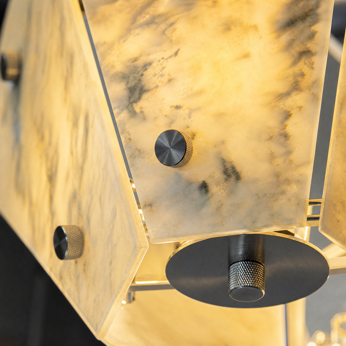 Modern Pendant Light Stone-Look Metal Panels Ø15.7" for Kitchen Dining Room
