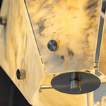 Modern Pendant Light Stone-Look Metal Panels Ø15.7" for Kitchen Dining Room