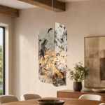 Modern Pendant Light Stone Panel Metal W5.9" for Kitchen Dining Room