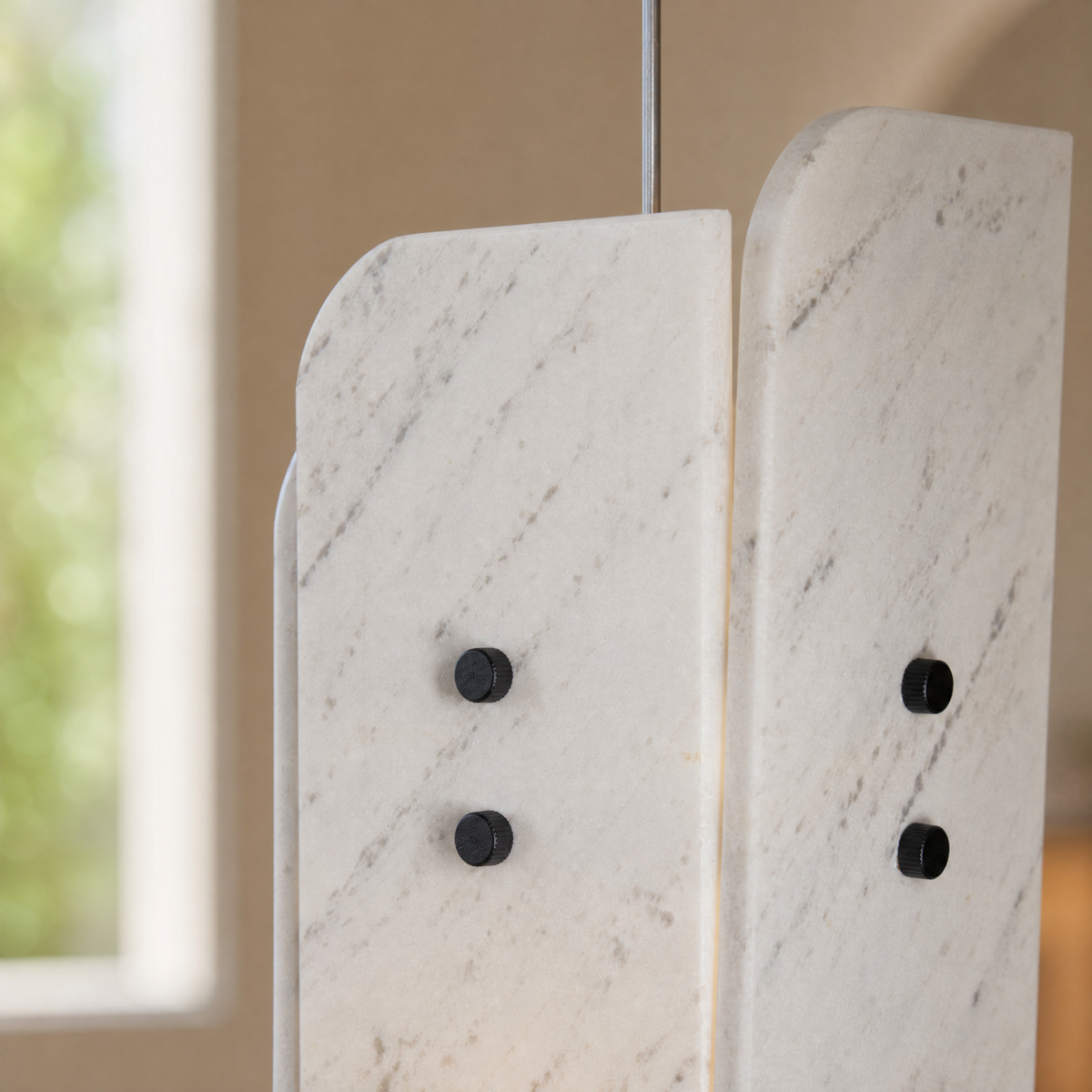 Modern Pendant Light Stone Panel Metal W5.9" for Kitchen Dining Room