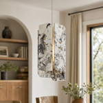 Modern Pendant Light Stone Panel Metal W5.9" for Kitchen Dining Room