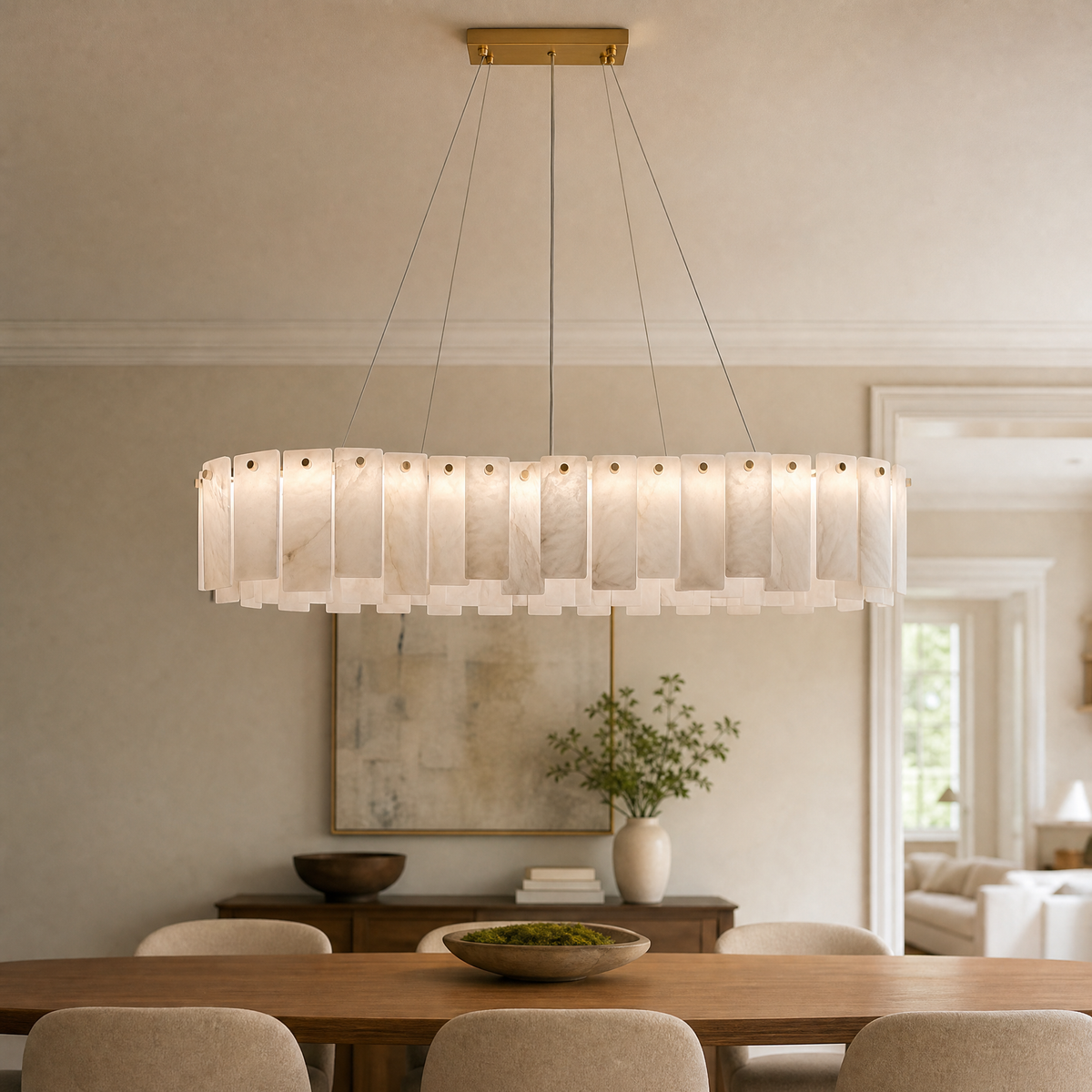 Modern Rectangular Layered Pendant Chandelier