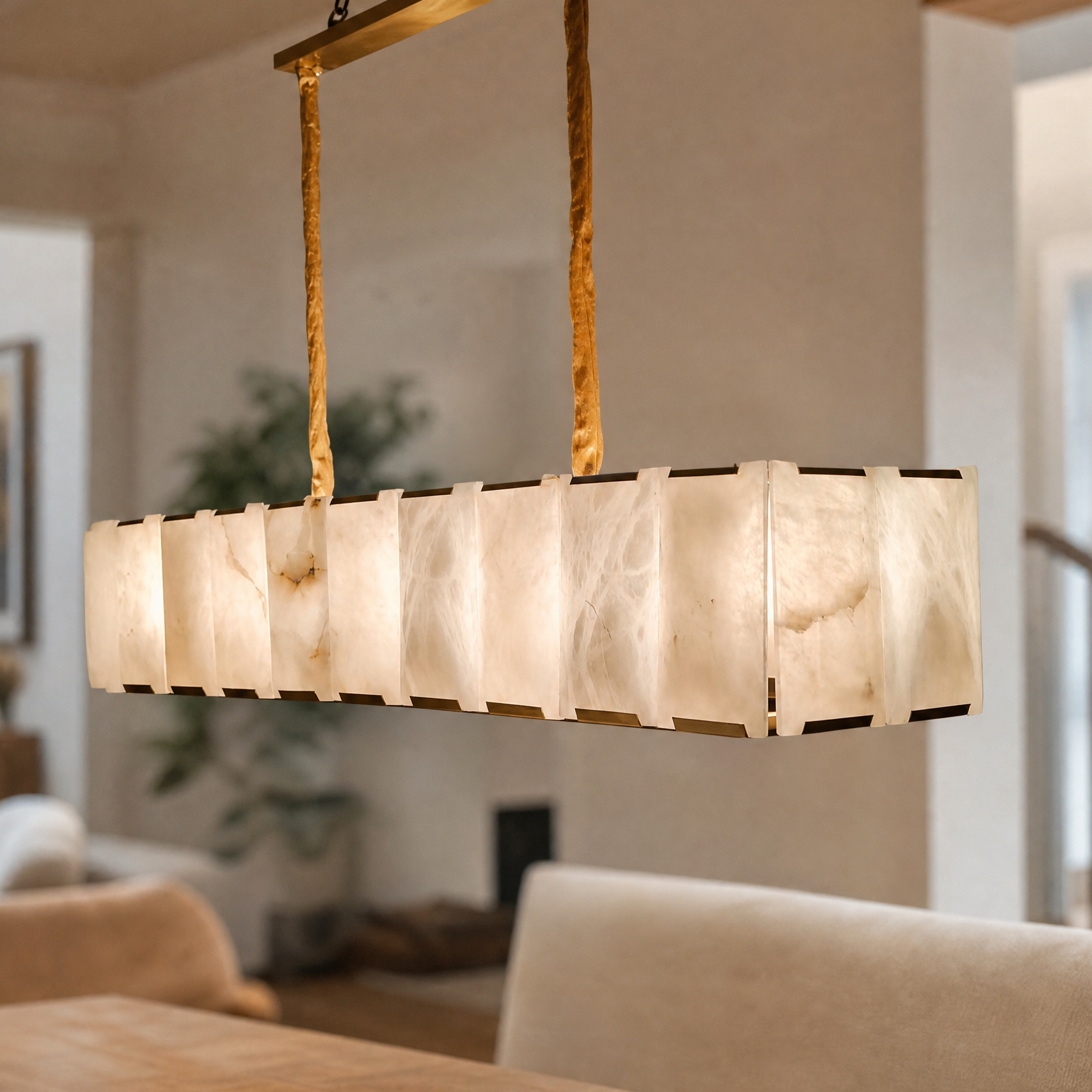 Modern Rectangular Linear Pendant Chandelier