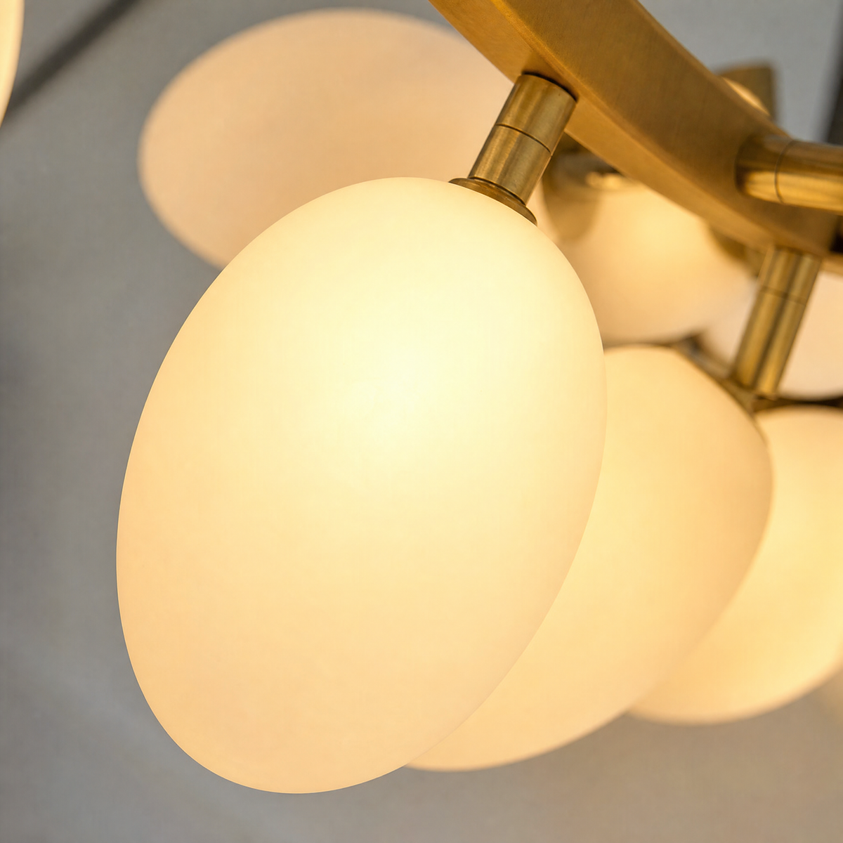 Modern Round Chandelier Grape Cluster Brass Metal Frosted Glass for Dining Room Living Room