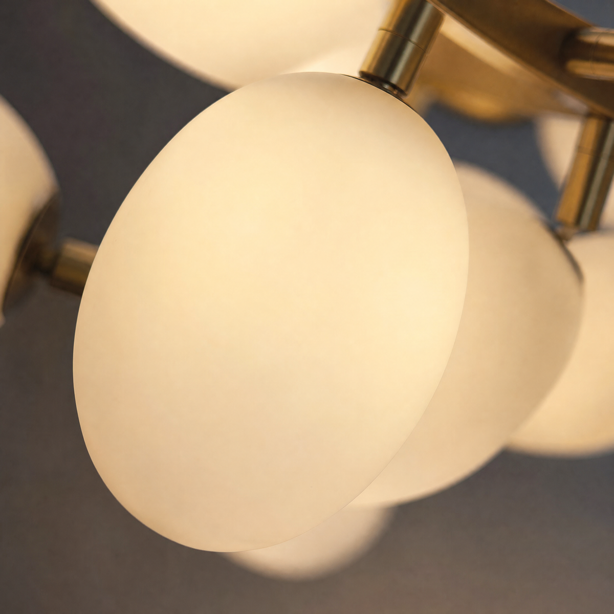 Modern Round Chandelier Grape Cluster Brass Metal Frosted Glass for Dining Room Living Room